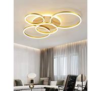Ceiling Lamp LED Dimmable with Remote Control, Living Room Lamp LED Ceiling Lights Fitting Color/Brightness Adjustable Bedroom Lamp Acrylic Metal Chandelier (Gold, Ceiling-5-lamp, 72W)