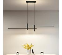 Ceiling LED Pendant Ceiling Light with Remote Control Dimmable Kitchen Island Lamp Dining Table Living Room Stylish Spotlight Chandelier for Bedroom and Lounge (Black L150cm)