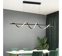 Ceiling LED Pendant Light Dimmable Spiral Acrylic Chandelier for Dining Living Room Height Adjustable Kitchen Island Ceiling Hanging Fixture with Remote Control (Black)