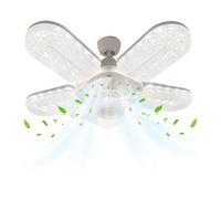 Ceiling Light Fan - 6 Speed Quiet for Chandelier Lamp | 12in LED Fixture with 3 Color Dimmable Settings, Energy Efficient Ceiling Fan Light for Living Room Bedroom Garage Shed RV Apartment