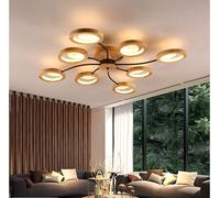 Ceiling Light Nordic Led Wood Ceiling Lamp Large Living Room Chandelier Dining Room Lamp Creative Office Bedroom with Remote Control Decoration Kitchen Round Ceiling Lighting,8 Head
