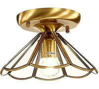 Ceiling Light,Vintage European Copper 9 Inch Hallway Ceiling Light Balcony Bedroom Corridor Ceiling Lamp Cloakroom Umbrella-Type Glass Ceiling Lighting Fixtures No