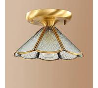 Ceiling Light,Vintage European Copper 9 Inch Hallway Ceiling Light Balcony Bedroom Corridor Ceiling Lamp Cloakroom Umbrella-Type Glass Ceiling Lighting Fixtures No