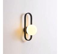 Ceiling Nordic Light Glass, Mid Century Wall Lamp Magic Bean Globe WAL Lighting Fixtures for Living Room Bedroom Bedside Hallway Kitchen Cloakroom, E27 Socket (Color : Black)