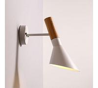 Ceiling Nordic Lights Wood Wall with Geometric Metal Shade, Indoor Reading Light Headboard Lamp Minimalist Study Living Room Balcony Stairs E27 Lighting Fixture (Color : White)