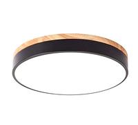 Ceiling Nordic Wood Chandelier Flush Mount Ceiling Scandinavian Style Round Panel Light in Cool White 6000K for Living Kitchen Bedroom Dark Finish 30cm