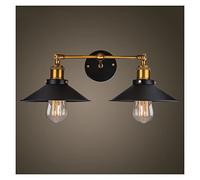 Ceiling Retro V-intage Loft Black E27 LED Iron Industrial Decor Indoor Lighting Bracket Light Living Room Bedroom Bedside, Wall Sconces (Color : Double Lamp)