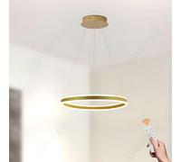 Ceiling Round LED Pendant with Golden Ring Chandelier Dimmable Remote Control Adjustable Height 6000K Ceiling Light for Foyer Living Room Bedroom Dining Kitchen Island Ø40cm