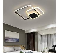 Ceiling Square Ceiling Light Fixture Dimmable with Remote Control Black Acrylic Shade Chandelier Living Dining Bedroom Flush Mount Lamp for Hallway Lounge Kitchen 52x52cm