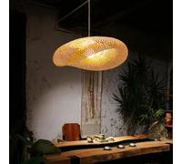 Ceiling Vintage Pendant Light E27 Hand Woven Rattan Lantern Ceiling Chandelier for Restaurant Living Room Bedroom Office Retro Decorative Lighting 100cm