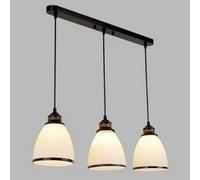 Ceiling Vintage Rustic 3 Light Kitchen Island Chandelier with White Glass Shade Black/Gold Triple Pendant Hanging Ceiling Lighting