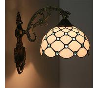Ceiling Wall Sconces, 7.8Inches Gem Stained Glass Wall Lamp Elegant Rustic Style Wall Light Fixtures for Staircase Bedroom Hotel Living Room,Gold (Color : Blue)
