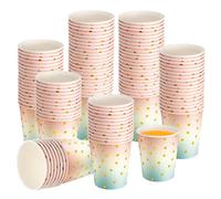 CEILIWEN Paquete de 100 vasos de fiesta de color arcoíris, vasos de papel de lunares de 250 ml, vasos de papel rosa para bebidas calientes y frías (color arcoíris)