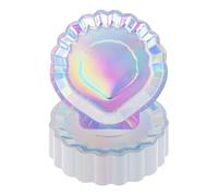 CEILIWEN Paquete de 25 platos de papel plateados con conchas marinas (18 cm), vajilla iridiscente para fiestas temáticas bajo el mar, cumpleaños, baby shower, celebraciones temáticas de sirena u