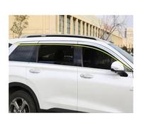 Ceja for ventanilla de Coche Compatible con Hyundai Santa Fe Santafe 2019-2021, 6 Piezas, ABS Cromado, Visera de ventilación Lateral, Deflector de Sol y Lluvia.