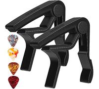 Cejilla de guitarra con soporte para púas para guitarra acústica y eléctrica, ukelele, bajo, banjo con púas de guitarra (negro)