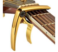 Cejilla de guitarra de lujo para guitarras acústicas y eléctricas, también para guitarra clásica, ukelele, bajo, banjo y mandolina, metal de aluminio ligero (dorado)