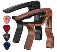 Cejilla de guitarra de palisandro, cejilla negra, paquete de 2 cejillas para guitarra acústica, eléctrica, ukelele y bajo (1 palo de rosa + 1 negro)