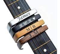 Cejilla de guitarra personalizada, de madera, con mensaje, para día del padre, San Valentín, regalo de cumpleaños de Navidad para guitarristas, músicos, papá (negro)