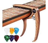 Cejilla Guitarra Española, Cejilla Guitarra Acustica con 6 Púas para Guitarra, Capo para Electrica Guitar Ukelele Profesional Capodastro Aleación Grano de Madera