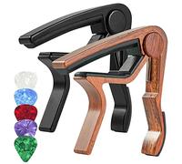 Cejilla para guitarra acústica - Abrazadera para guitarra Kapo para guitarra acústica y eléctrica, 2 accesorios de guitarra Kapo de aleación de aluminio con 5 púas para bajo, guitarra acústica y elet