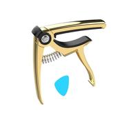 Cejilla para guitarra, cejilla de guitarra acústica, abrazadera de afinación de ukelele, sin sonido de zumbido, ranura para púas, negro, dorado, 8 x 9,5 cm, para recortadora de cuerdas