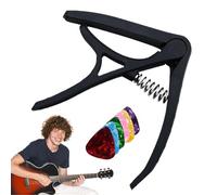 Cejilla para guitarra, clip de gatillo eléctrico acústico, abrazadera de llave de cambio rápido con seis púas, tensión de resorte de aleación de zinc, ideal para rendimiento y práctica en el lugar de