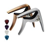 Cejilla para ukelele, paquete de 2 cejillas para ukelele soprano, concierto, tenor, barítono, accesorios para ukelele (plata + cobre)