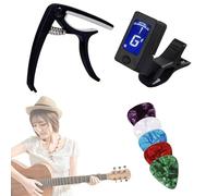 Cejilla y afinador de guitarra, Cejilla de guitarra acústica,Juego de accesorios para afinador de guitarra acústica | Accesorios para instrumentos musicales para guitarras eléctricas,