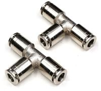 CEKER Accesorios de conexión a presión de acero inoxidable de 3/8 pulgadas, 3/8 x 3/8 x 3/8 pulgadas, tubo OD de conexión rápida de 3 vías en forma de T, 2 unidades