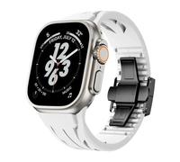 CEKGDB Banda de goma fluorada para Apple Watch Correa deportiva Ultra 2 49/45/44/42mm S10 46mm 42mm Correa suave de lujo FKM Iwatch Ultra S10 9 8 7 Se 6 5 correas de reloj(W-B,42/44/45mm)