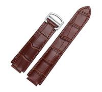 CEKGDB Correa de cuero para pulseras de color Correas de reloj de cuero genuino Hebilla desplegable Pulsera de repuesto para mujer(Brown,18x11mmGold clasp)