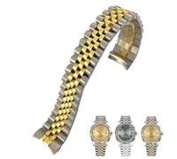 CEKGDB Correa de reloj de acero inoxidable 316L de 20 mm, compatible con Rolex Datejust Oyster Perpetual de 36 mm, correa de esfera sólida plateada dorada, 20mm, Ágata