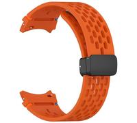 CEKGDB Correa magnética de 20mm para Samsung Galaxy Watch 4 5 Pro 6 7 7LTE 44mm 40mm Watch4/6 banda clásica de silicona sin huecos Correas(Orange,Classic 42mm 46mm)
