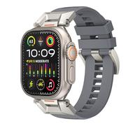CEKGDB Para Apple Watch band 49mm 46mm 45mm 44mm 42mm Correas de reloj de goma fluorada décima correa FKM impermeable(Grey,46mm)