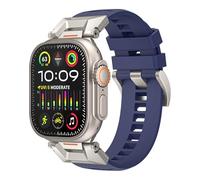 CEKGDB Para Apple Watch band 49mm 46mm 45mm 44mm 42mm Correas de reloj de goma fluorada décima correa FKM impermeable(Navy blue,42/44/45mm)