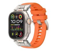CEKGDB Para Apple Watch band 49mm 46mm 45mm 44mm 42mm Correas de reloj de goma fluorada décima correa FKM impermeable(Orange,49mm)