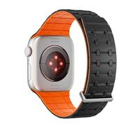 CEKGDB Para Apple Watch band 49mm 46mm 45mm 44mm 42mm correas de reloj magnéticas de silicona décima correa de silicona impermeable(Black orange,46mm)