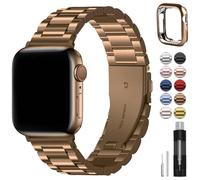CEKGDB Para correas de Apple Watch 49 mm, 45 mm, 44 mm, 42 mm, 41 mm, 40 mm, 38 mm, correa de acero inoxidable para Watch con estuche para Apple Watch Ultra2 Ultra Series 9 8 7 6 5 4 3 2 1 SE SE2(Gold
