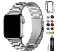 CEKGDB Para correas de Apple Watch 49 mm, 45 mm, 44 mm, 42 mm, 41 mm, 40 mm, 38 mm, correa de acero inoxidable para Watch con estuche para Apple Watch Ultra2 Ultra Series 9 8 7 6 5 4 3 2 1 SE SE2(Silv