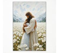 Cekjekle Arte de pared de Jesús cristiano, póster de lienzo de mujer abrazando a Jesús, pintura de niña abrazando a Jesús, impresión artística de oración religiosa, imagen bíblica para pared, 12 x 16