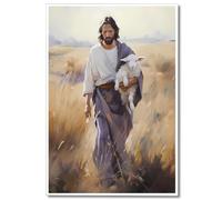 Cekjekle Póster con imagen de Jesús, lienzo de Jesús y el cordero, arte de pared, El Señor es mi pastor, pintura de Jesús, carteles cristianos, 16 x 24 pulgadas, sin marco