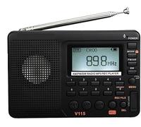 CEKOCK Radio V115 Radio AM FM SW radio bolsillo onda corta FM altavoz, admite tarjeta TF, grabadora USB, modo de suspensión