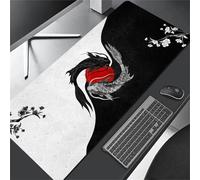 Cekog Alfombrilla de ratón para Juegos 1000x500x3mm Alfombrilla ratón Peces japoneses en Blanco y Negro XXL Alfombrilla de Ratón Gran,Base de Goma Antideslizante,Adecuada para Jugadores,PC y portátil