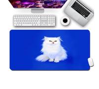 Cekog Alfombrilla de ratón para Juegos 1200x600x2mm Alfombrilla ratón,Azul Blanco Gato XXL Alfombrilla de Ratón de Gran Tamaño,Base de Goma Antideslizante,Adecuada para Jugadores,PC y portátil