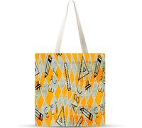 Cekog Caricatura de papelería Bolsa de Lona con Estampado,juego de 2 Bolsos de lona para Mujer, Bolsa de Tela Reutilizable para Compras de Comestibles para Trabajo Compras Escuela y Vida Cotidiana