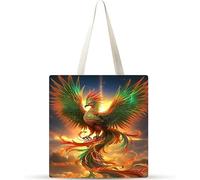 Cekog Fénix de fantasía Bolsa de Lona con Estampado,juego de 1 Bolsos de lona para Mujer, Bolsa de Tela Reutilizable para Compras de Comestibles para Trabajo Compras Escuela y Vida Cotidiana