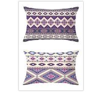 Cekog Fundas Cojines 40x80cm Rectangular Almohada Lumbar de Lino Moderna Hogar Decorativo Morado Estilo ÉtnicoLumbar Funda de Cojines Exterior para Terraza Sala de Estar Silla