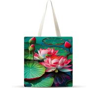 Cekog Loto rojo Bolsa de Lona 38x34cm Tote Bag sin Cremallera,juego de 10 Canvas Tote Bags para Mujer, Bolsa de Compras Plegable, Bolso de Mano Lavable para Compras, Trabajo, Vida Cotidiana, Viajes