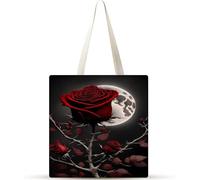 Cekog Luna rosa roja Bolsa de Lona con Estampado,juego de 10 Bolsos de lona para Mujer, Bolsa de Tela Reutilizable para Compras de Comestibles para Trabajo Compras Escuela y Vida Cotidiana